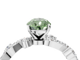White gold Fancy Green Pear  Cut Solitaire Diamond Twisted Band with Pave Setting_32