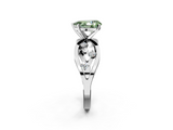 White gold Fancy Green Pear  Cut Solitaire Diamond with Side Stones on Criss-Cross Band and Four-Prong Setting_5