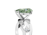 White gold Fancy Green Pear  Cut Solitaire Diamond with Side Stones on Criss-Cross Band and Four-Prong Setting_8