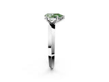 White gold Fancy Green Pear  Cut Solitaire Engagement Ring with Flat Band and Four-Prong Setting 3