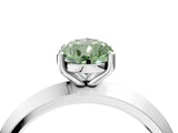 White gold Fancy Green Pear  Cut Solitaire Engagement Ring with Flat Band and Four-Prong Setting 5