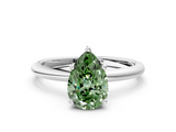 White gold Fancy Green Pear  Cut Solitaire Engagement Ring with Four-Prong Setting and Classic Band_20