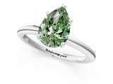 White gold Fancy Green Pear  Cut Solitaire Engagement Ring with Four-Prong Setting and Classic Band_21