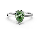 White gold Fancy Green Pear  Cut Solitaire Engagement Ring with Four-Prong Setting on a Classic Band_20