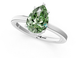 White gold Fancy Green Pear  Cut Solitaire Engagement Ring with Four-Prong Setting on a Classic Band_21