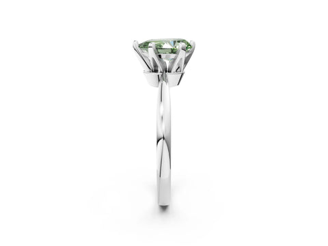 White gold Fancy Green Pear Cut Solitaire Engagement Ring with Six-Prong Setting and Tapered Band_2