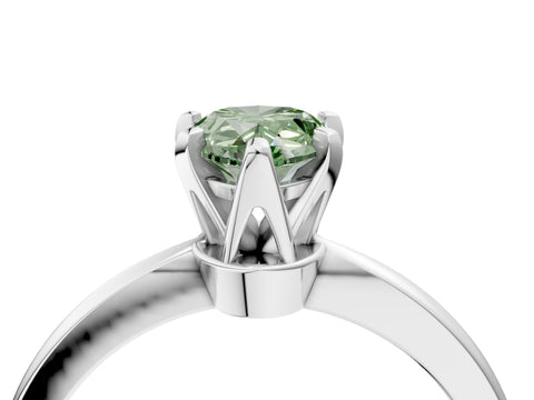 White gold Fancy Green Pear Cut Solitaire Engagement Ring with Six-Prong Setting and Tapered Band_4