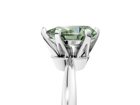 White gold Fancy Green Pear Cut Solitaire Engagement Ring with Six-Prong Setting and Tapered Band_5