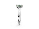 White gold Fancy Green Pear  Cut Solitaire Engagement Ring with Tapered Band and Four-Prong Setting 3