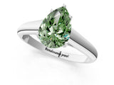White gold Fancy Green Pear Cut Solitaire Engagement Ring with Tapered Band and Four-Prong Setting_16