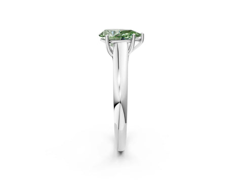 White gold Fancy Green Pear Cut Solitaire Engagement Ring with Tapered Band and Four-Prong Setting_17