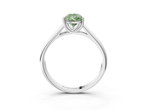 White gold Fancy Green Pear Cut Solitaire Engagement Ring with Tapered Band and Four-Prong Setting_18