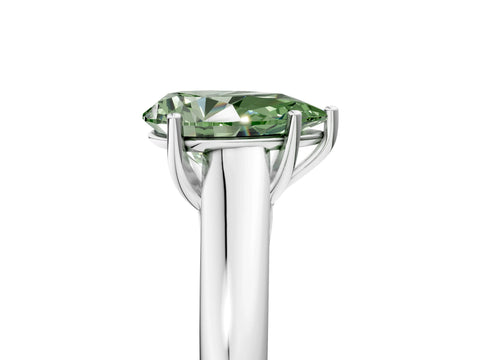 White gold Fancy Green Pear Cut Solitaire Engagement Ring with Tapered Band and Four-Prong Setting_20