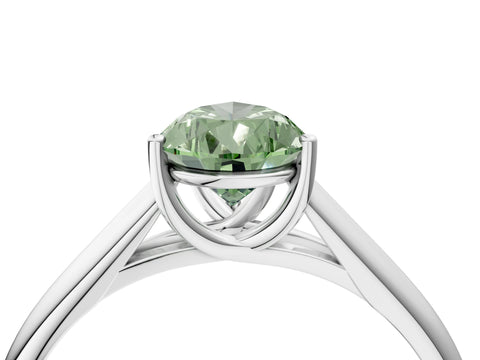 White gold Fancy Green Pear Cut Solitaire Engagement Ring with Tapered Band and Four-Prong Setting_7