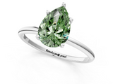 White gold Fancy Green Pear  Cut Solitaire Engagement Ring with Thin Band and Four-Prong Setting_4