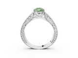 White gold Fancy Green Pear  Cut Solitaire Engraved Band with Four-Prong Setting_81