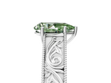 White gold Fancy Green Pear  Cut Solitaire Engraved Band with Four-Prong Setting_85