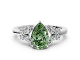 White gold Fancy Green Pear  Cut Solitaire Floral Diamond Ring with Four-Prong Setting_37