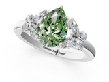 White gold Fancy Green Pear  Cut Solitaire Floral Diamond Ring with Four-Prong Setting_38
