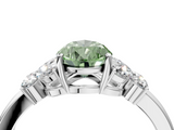 White gold Fancy Green Pear  Cut Solitaire Floral Diamond Ring with Four-Prong Setting_41