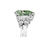 White gold Fancy Green Pear  Cut Solitaire Floral Diamond Ring with Four-Prong Setting_42
