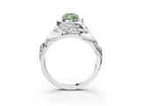White gold Fancy Green Pear Cut Solitaire Leaf-Inspired Engagement Ring with Prong Setting_15