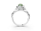 White gold Fancy Green Pear Cut Solitaire Leaf-Inspired Engagement Ring with Prong Setting_5