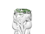 White gold Fancy Green Pear Cut Solitaire Leaf-Inspired Engagement Ring with Prong Setting_7