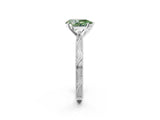 White gold Fancy Green Pear Cut Solitaire Milgrain Engraved Band with Four-Prong Setting_14