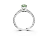 White gold Fancy Green Pear Cut Solitaire Milgrain Engraved Band with Four-Prong Setting_15