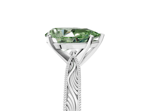 White gold Fancy Green Pear Cut Solitaire Milgrain Engraved Band with Four-Prong Setting_17
