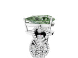 White gold Fancy Green Pear Cut Solitaire Milgrain Leaf Band with Prong Setting_17