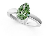 White gold Fancy Green Pear  Cut Solitaire Ring with Four-Prong Setting and Classic Band_59