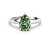 White gold Fancy Green Pear  Cut Solitaire Ring with Four-Prong Setting on a Classic Band_36
