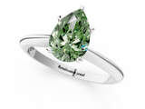 White gold Fancy Green Pear  Cut Solitaire Ring with Four-Prong Setting on a Classic Band_37