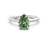 White gold Fancy Green Pear  Cut Solitaire Ring with Thin Band and Four-Prong Setting_16
