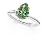White gold Fancy Green Pear  Cut Solitaire Ring with Thin Band and Four-Prong Setting_17