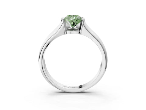 White gold Fancy Green Pear Cut Solitaire Tension Set Diamond Ring with Split Shank Band_27