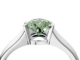 White gold Fancy Green Pear Cut Solitaire Tension Set Diamond Ring with Split Shank Band_28