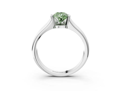White gold Fancy Green Pear Cut Solitaire Tension Set Diamond Ring with Split Shank Band_3