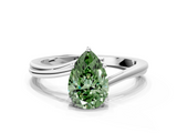 White gold Fancy Green Pear  Cut Solitaire Twist Band Ring with Four-Prong Setting_37