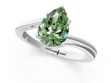 White gold Fancy Green Pear  Cut Solitaire Twist Band Ring with Four-Prong Setting_38