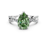White gold Fancy Green Pear Cut Solitaire Twist Pave Diamond Engagement Ring with Prong Setting_12
