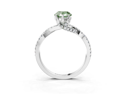 White gold Fancy Green Pear Cut Solitaire Twist Pave Diamond Engagement Ring with Prong Setting_15