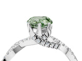 White gold Fancy Green Pear Cut Solitaire Twist Pave Diamond Engagement Ring with Prong Setting_4