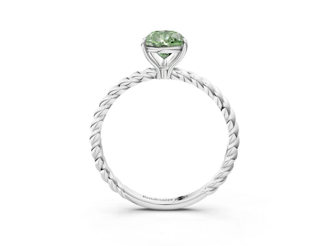 White gold Fancy Green Pear Cut Solitaire Twisted Band 4-Prong Ring_27