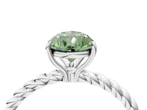 White gold Fancy Green Pear Cut Solitaire Twisted Band 4-Prong Ring_28