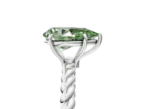 White gold Fancy Green Pear Cut Solitaire Twisted Band 4-Prong Ring_29
