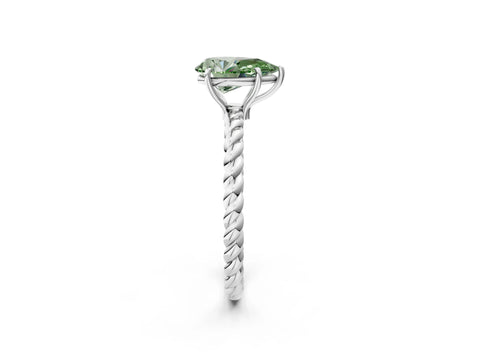 White gold Fancy Green Pear Cut Solitaire Twisted Band 4-Prong Ring_2