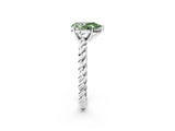 White gold Fancy Green Pear  Cut Solitaire Twisted Band with Four-Prong Setting_106